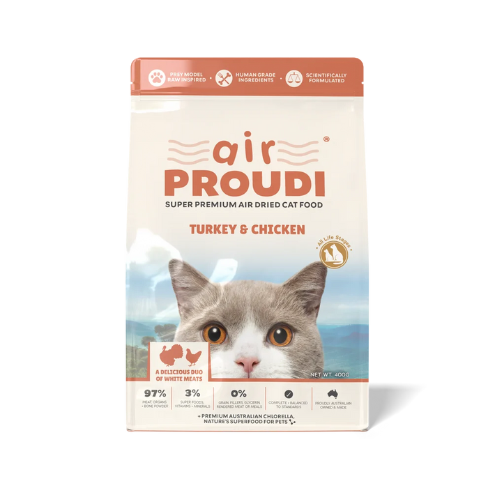 Air Proudi Premium Air Dried for Cats Turkey_Chicken 400g & 1kg