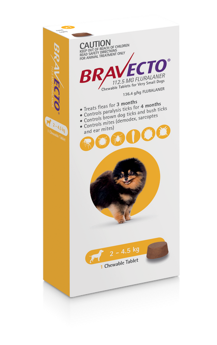 Bravecto Yellow - Very Small Dog 2-4.5kg