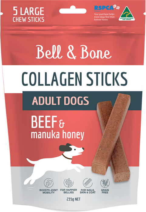 Bell & Bone Collagen Sticks - Beef & Manuka Honey