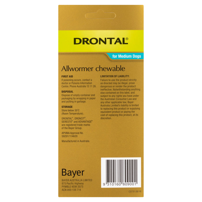 Drontal Allwormer Chewable for Medium Dogs