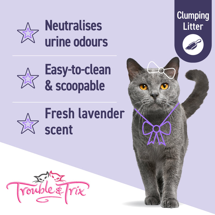 Trouble & Trix Clumping Odour Neutralising Lavender Cat Litter