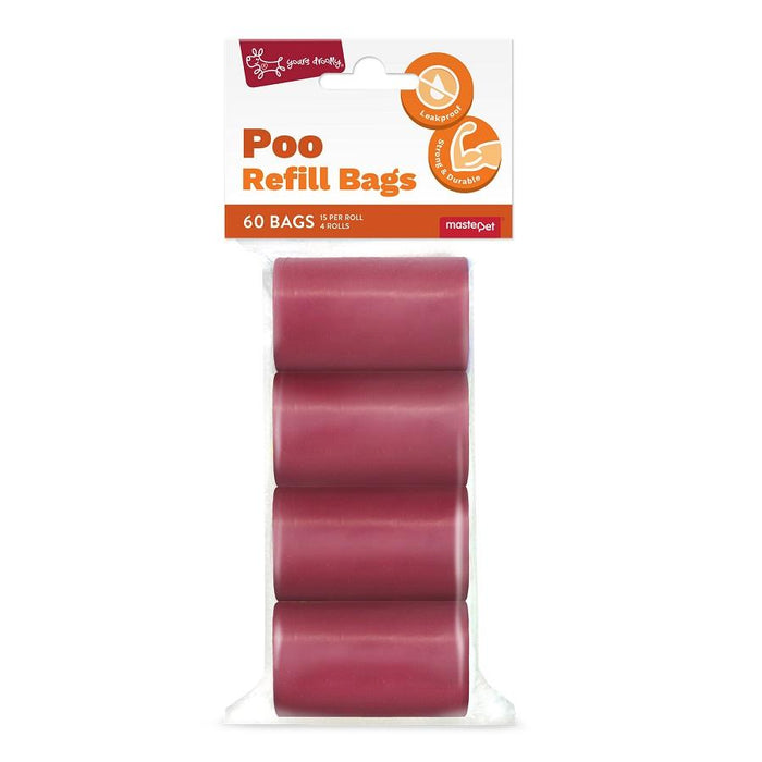 Yours Droolly Dog Poo Bags Red - 60 Bags