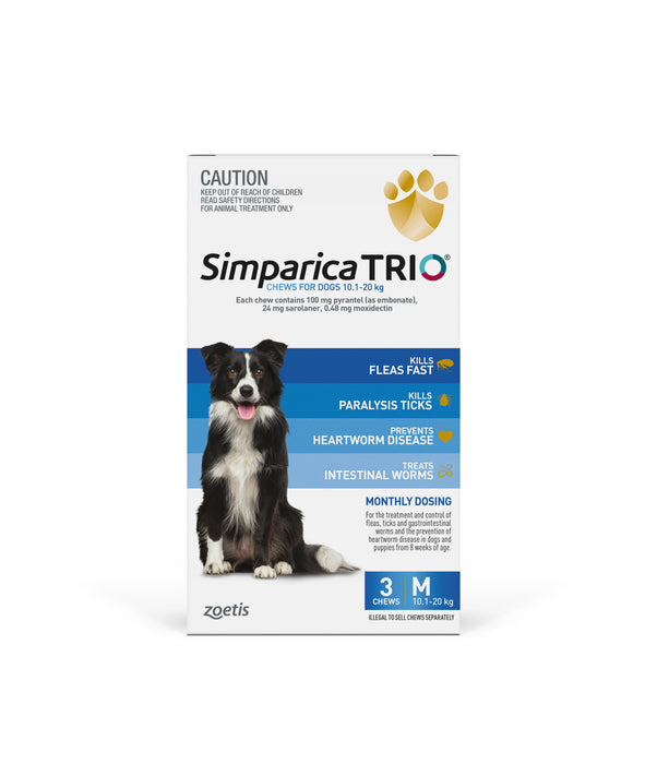 Simparica Trio Medium Dog 10.1-20kg